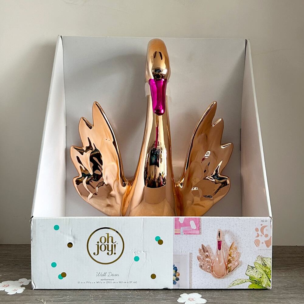 RARE Oh Joy! Target Rose Gold Swan Fall Wall Decor Ceramic Discontinued HTF NIB